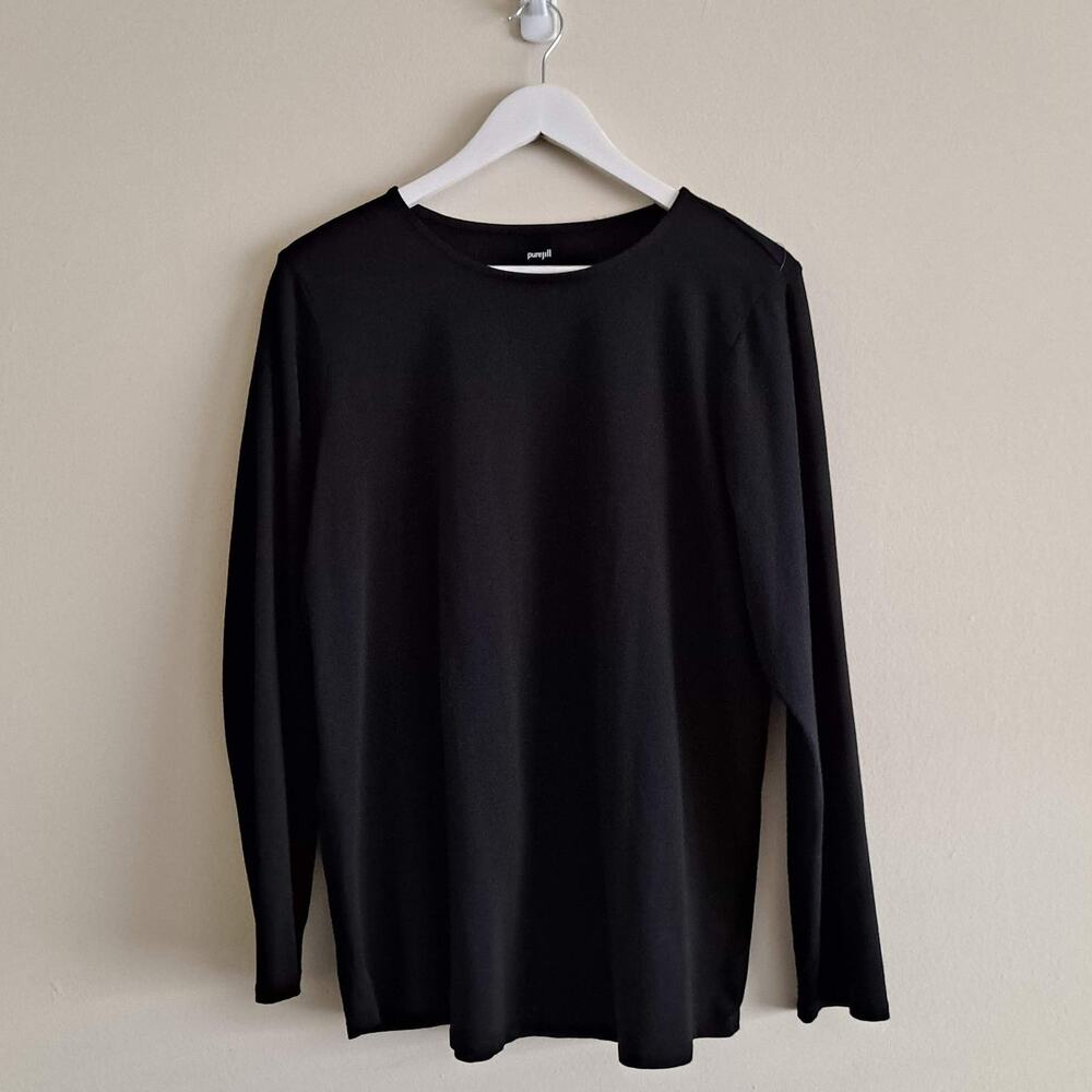PureJill Womens Black Long Sleeve Crewneck Tee  T-Shirt Top Essential- Size XL - Picture 5 of 11